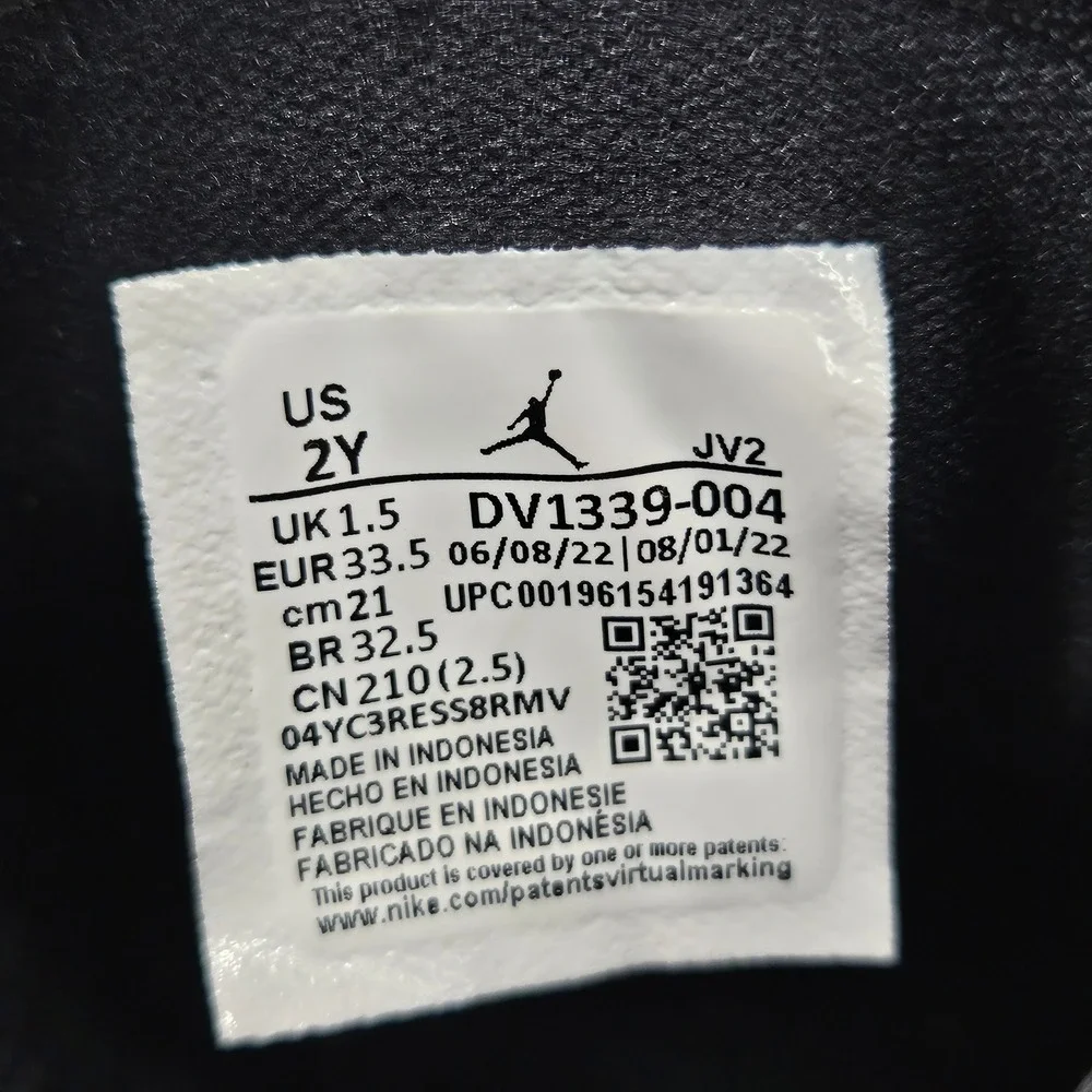 Jordan Air Jordan 1 Mid Kids 2Y Black Patent Leather DV1339-004 Sneakers Shoes